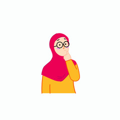 Girl Hijab Confused Illustration