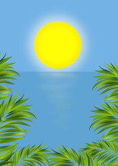 Fototapeta na wymiar sun, sky, palm trees, summer, vacation