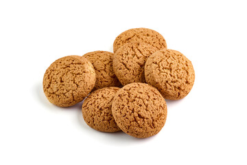 Crispy Oat Cookies, isolated on white background.