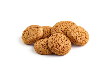 Crispy Oat Cookies, isolated on white background.