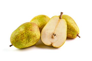 Juicy fresh ripe Williams pears, isolated on white background.