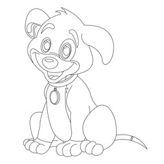 Cute puppy dog outline coloring page for kids animal coloring page cartoon vector illustration
