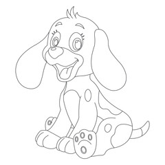 Cute puppy dog outline coloring page for kids animal coloring page cartoon vector illustration
