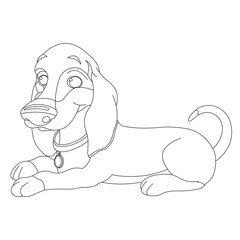 Cute puppy dog outline coloring page for kids animal coloring page cartoon vector illustration
