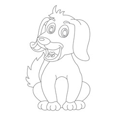 Cute puppy dog outline coloring page for kids animal coloring page cartoon vector illustration
