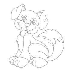 Cute puppy dog outline coloring page for kids animal coloring page cartoon vector illustration
