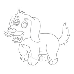 Cute puppy dog outline coloring page for kids animal coloring page cartoon vector illustration
