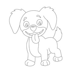 Cute puppy dog outline coloring page for kids animal coloring page cartoon vector illustration
