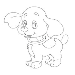 Cute puppy dog outline coloring page for kids animal coloring page cartoon vector illustration
