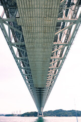 倉敷市の田土浦公園から見上げる瀬戸大橋