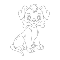 Cute puppy dog outline coloring page for kids animal coloring page cartoon vector illustration

