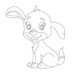 Cute puppy dog outline coloring page for kids animal coloring page cartoon vector illustration
