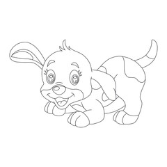 Cute puppy dog outline coloring page for kids animal coloring page cartoon vector illustration
