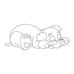 Cute puppy dog outline coloring page for kids animal coloring page cartoon vector illustration
