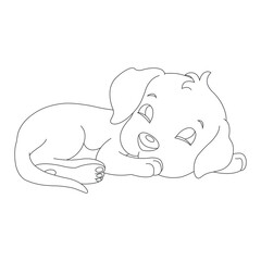 Cute puppy dog outline coloring page for kids animal coloring page cartoon vector illustration
