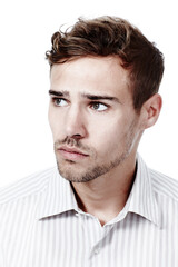 Its all about confidence. Shot of a young man posing against a white background.