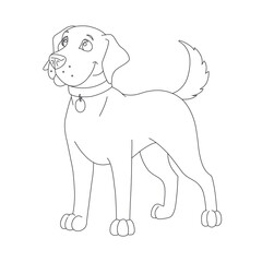 Cute puppy dog outline coloring page for kids animal coloring page cartoon vector illustration
