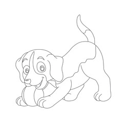 Cute puppy dog outline coloring page for kids animal coloring page cartoon vector illustration
