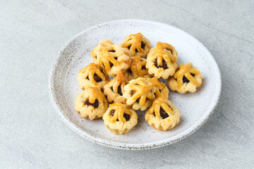 Nastar, Nastar Cookies with pineapple jam inside. Familiar during the month of Ramadan and Eid Fitri. Selective focus image
