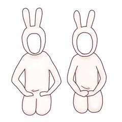 兎の顔はめパネル　男女・夫婦セット　着ぐるみ　年賀状素材
