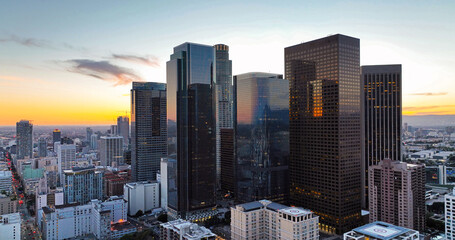 Skyscrapers of Los Angeles California. Los Angeles, California, USA downtown cityscape.