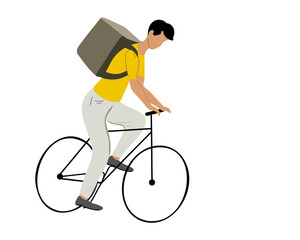 Bicycle courier or delivery man. Online delivery concept, online order tracking, home and office delivery. Vector illustration