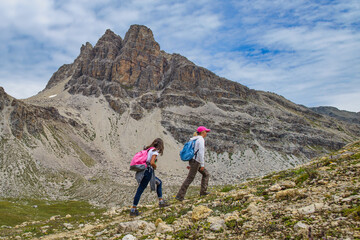 Two little girls on a mountain trip