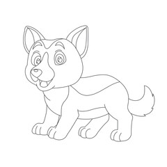 Cute puppy dog outline coloring page for kids animal coloring page cartoon vector illustration
