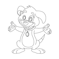 Cute puppy dog outline coloring page for kids animal coloring page cartoon vector illustration
