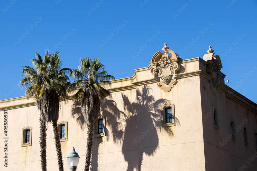 Wall mural part of sprawling balboa park, el prado is a long promenade lined by museums and gardens and buildin