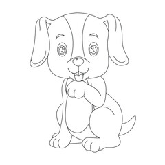 Cute puppy dog outline coloring page for kids animal coloring page cartoon vector illustration
