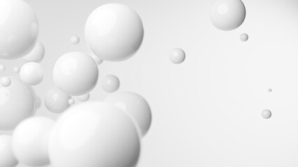 White background of 3D shiny balls for product presentation. 3D render illustration.