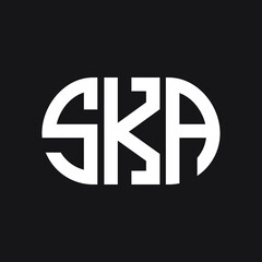 SKA letter logo design on black background. SKA  creative initials letter logo concept. SKA letter design.