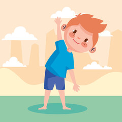 boy practicing yoga scene