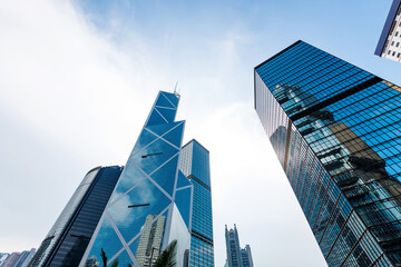 Modern corporate buildings in central hong kong
