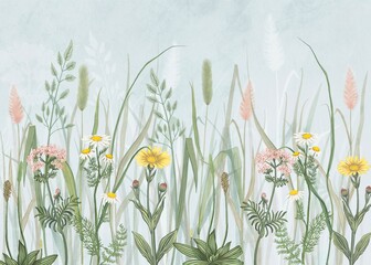 Painted floral pattern to be applied to the wall. © Elena