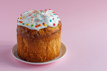Traditional orthodox Easter cake on the plate.