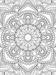 Zen Mandala Stress-relief Coloring Page Vector