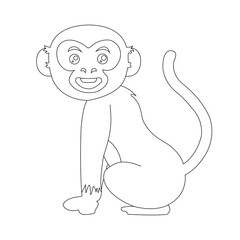 Cute little monkey outline coloring page for kids animal coloring book cartoon vector illustration