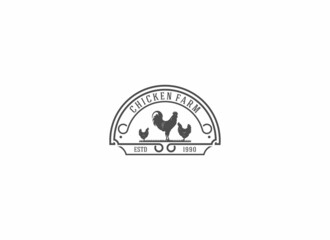 chicken farm logo template in white background