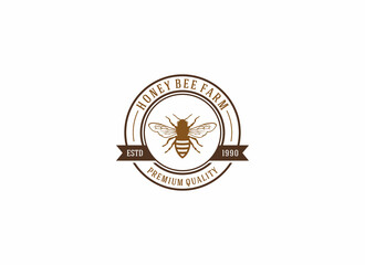 honey bee logo template in white background