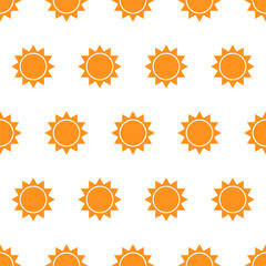 Sun icon with rays seamless pattern. Vector illustration of a weather forecast. Icon and symbol of sunny weather