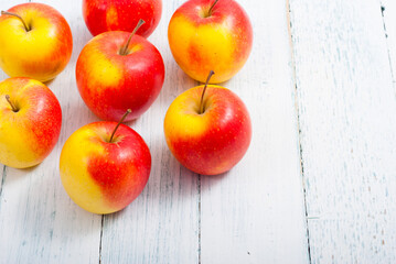 apple fruits on old white wooden table