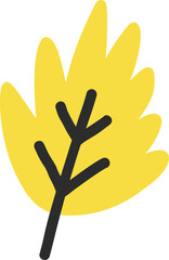 Obraz premium Nature illustration with yellow leaf, vector doodle object color