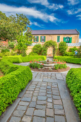 Gardens and homes of historic Savannah town, Georgia.