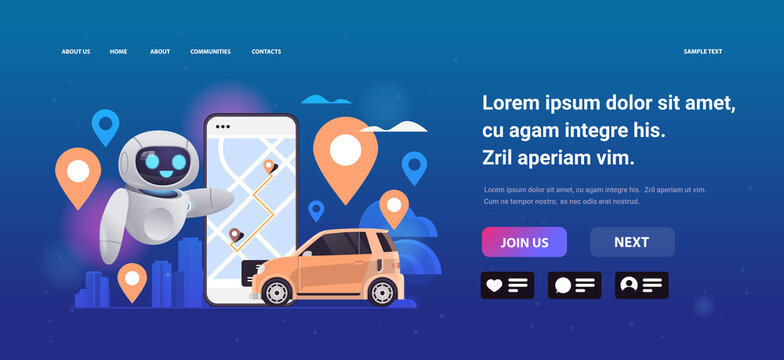 robot ordering car in mobile application transportation carsharing service carpooling artificial intelligence