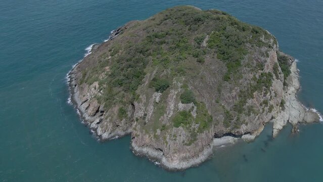 Bluff Rock Island Near Turtle Lookout In Rosslyn, Queensland. Tourist Attraction In Australia. aerial