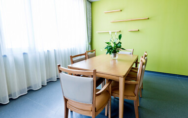 Empty room with wood dining table