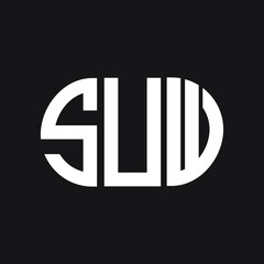 SUW letter logo design on Black background. SUW creative initials letter logo concept. SUW letter design. 
