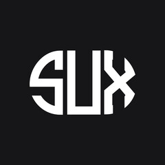 Obraz premium SUX letter logo design on Black background. SUX creative initials letter logo concept. SUX letter design. 